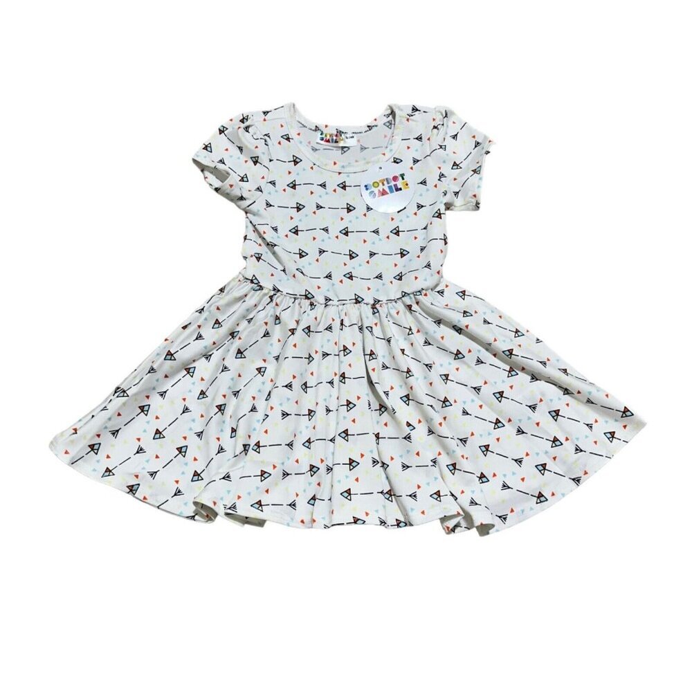 Dot Dot Smile Baby 12/24M Classic Cap Dress White Arrow Triangle Twirl Skirt NWT